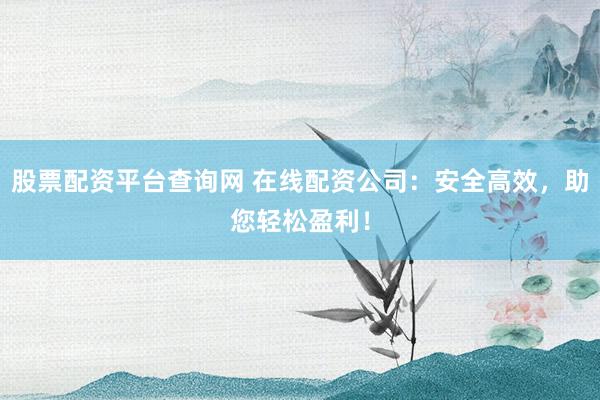 股票配资平台查询网 在线配资公司：安全高效，助您轻松盈利！