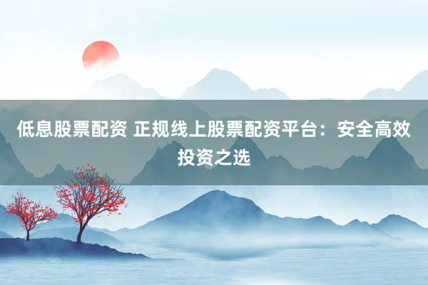 低息股票配资 正规线上股票配资平台：安全高效投资之选