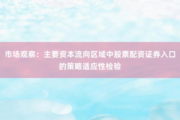 市场观察：主要资本流向区域中股票配资证券入口的策略适应性检验