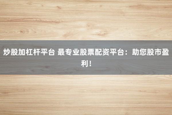 炒股加杠杆平台 最专业股票配资平台：助您股市盈利！